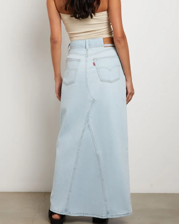 Hot LEVIS Iconic Long Denim Belt Skirt In So Called Pants Blue