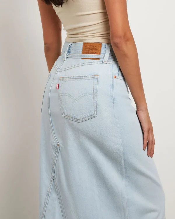 Hot LEVIS Iconic Long Denim Belt Skirt In So Called Pants Blue
