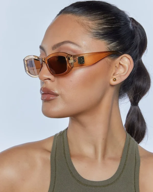 Shop PETA AND JAIN Inez Sunglasses Crystal Tan Brown Mono