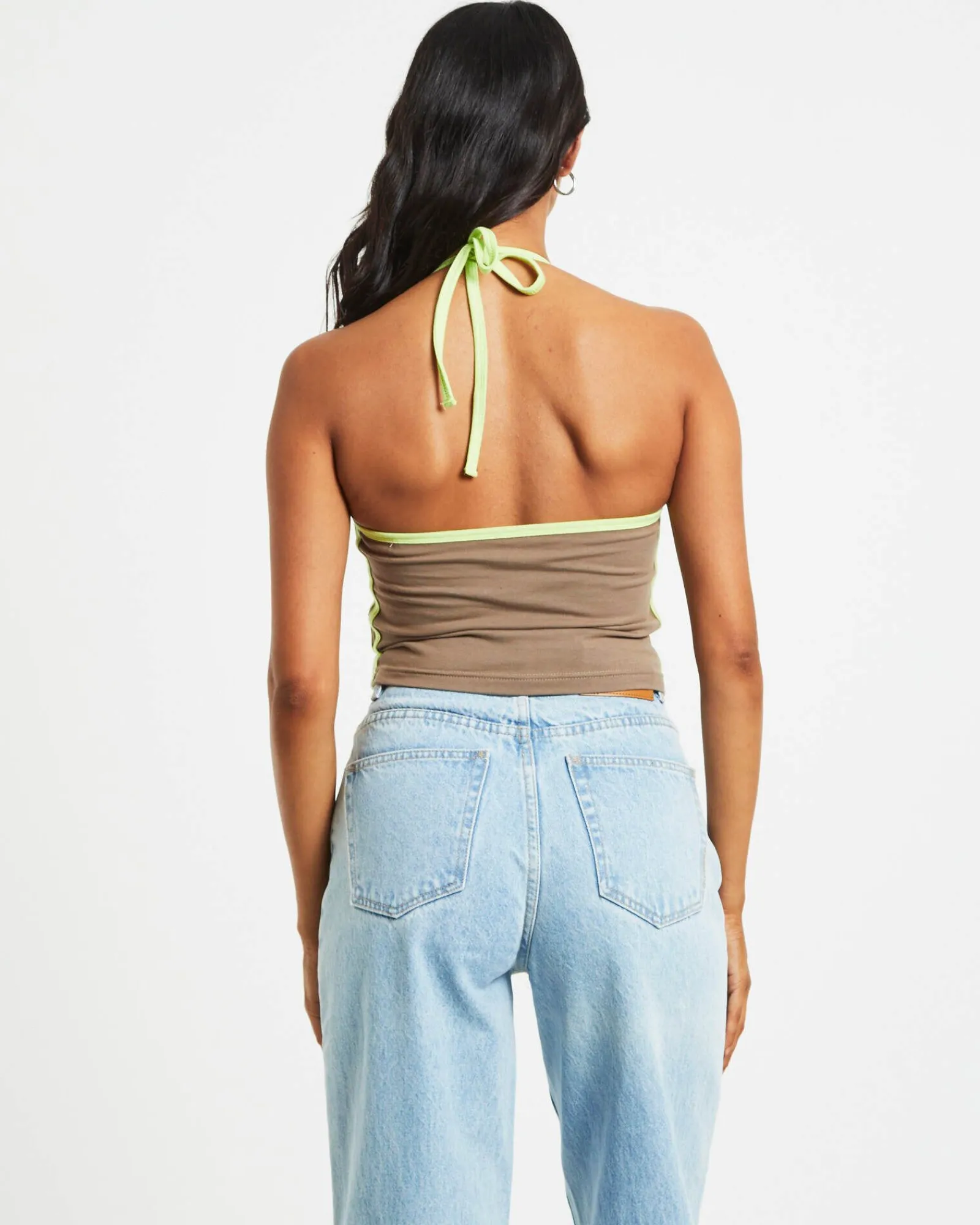 infinity_halter_top_in_ta_1.webp Online X GIRL Infinity Halter Top In Taupe Brown