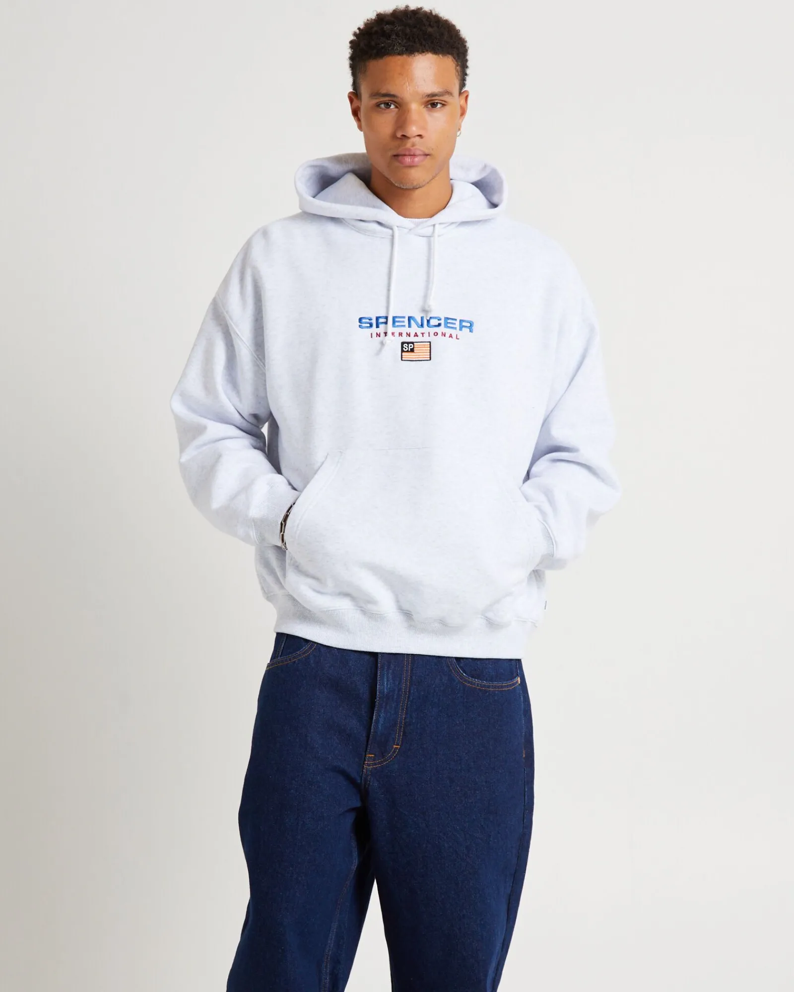 international_hoodie_jump_0.webp Clearance SPENCER PROJECT International Hoodie Jumper Frost Marle Grey