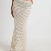 Store SUBTITLED Iris Crochet Maxi Skirt In Warm White