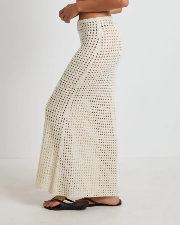 Store SUBTITLED Iris Crochet Maxi Skirt In Warm White
