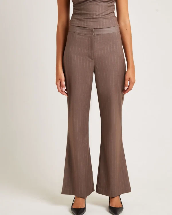 Store ALICE IN THE EVE Jenna Pinstripe Straight Pants Chocolate
