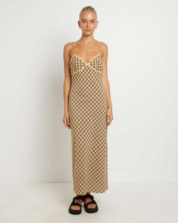 Cheap INSIGHT Jenny Plaid Bias Midi Dress In Assorted