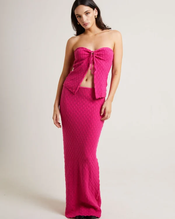 Best Sale SUBTITLED Josie Crochettie Tie Front Top In Lipstick Pink