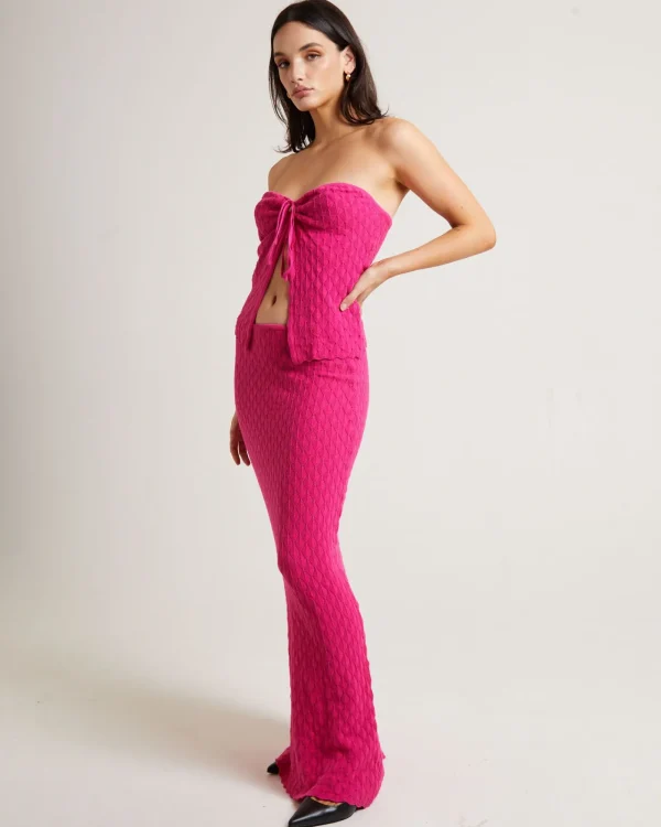 Best Sale SUBTITLED Josie Crochettie Tie Front Top In Lipstick Pink
