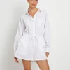 Store SUBTITLED Joslin Boxy Long Sleeve Shirt Playsuit In White