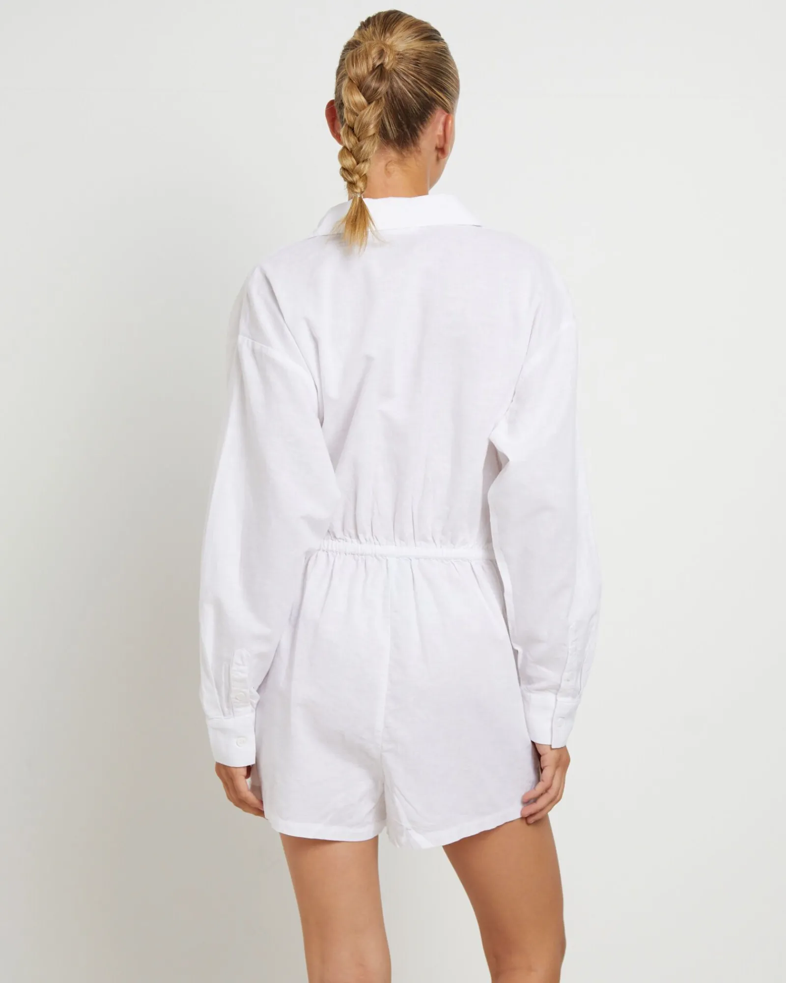joslin_boxy_long_sleeve_s_1.webp Store SUBTITLED Joslin Boxy Long Sleeve Shirt Playsuit In White