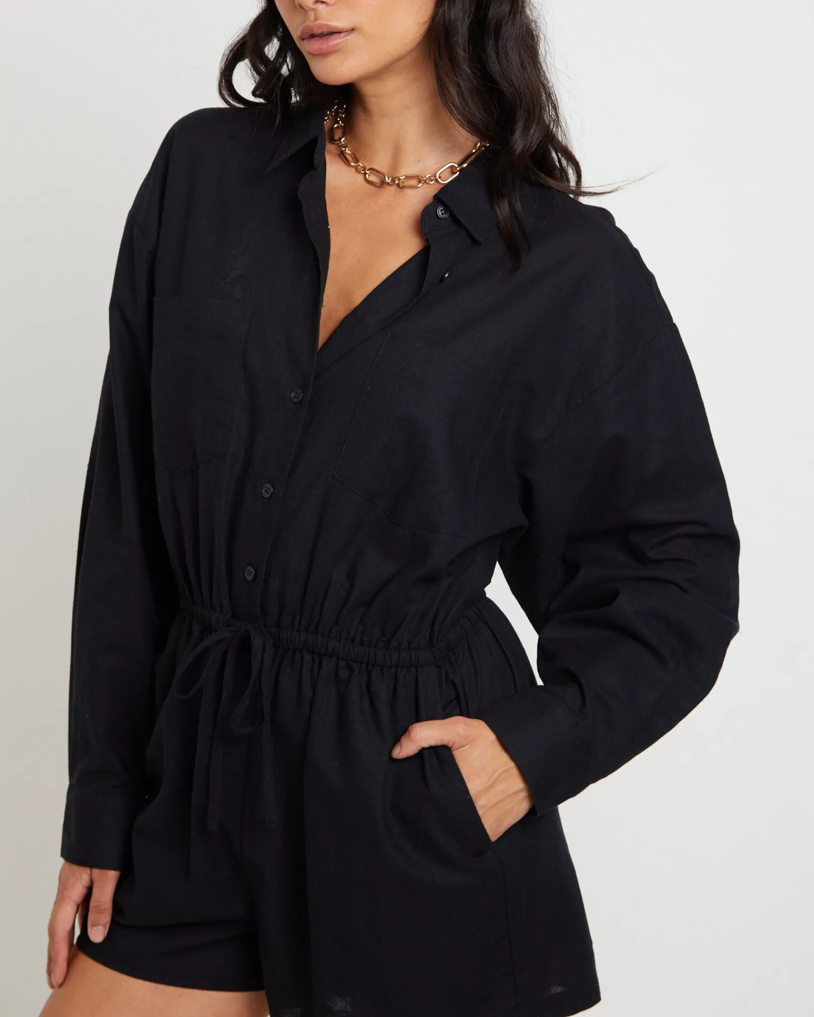 joslin_boxy_long_sleeve_s_4-1.webp Shop SUBTITLED Joslin Boxy Long Sleeve Shirt Playsuit In Black