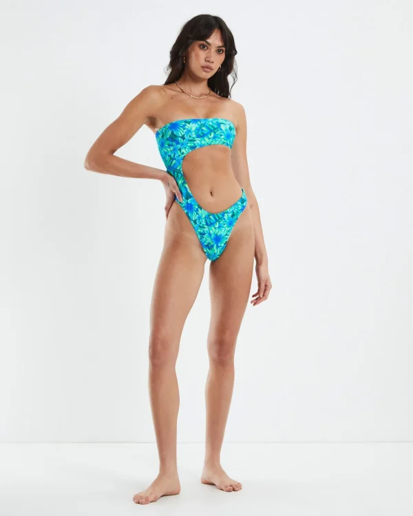 New INSIGHT Kailani Tropical Cut Out One Piece Blue