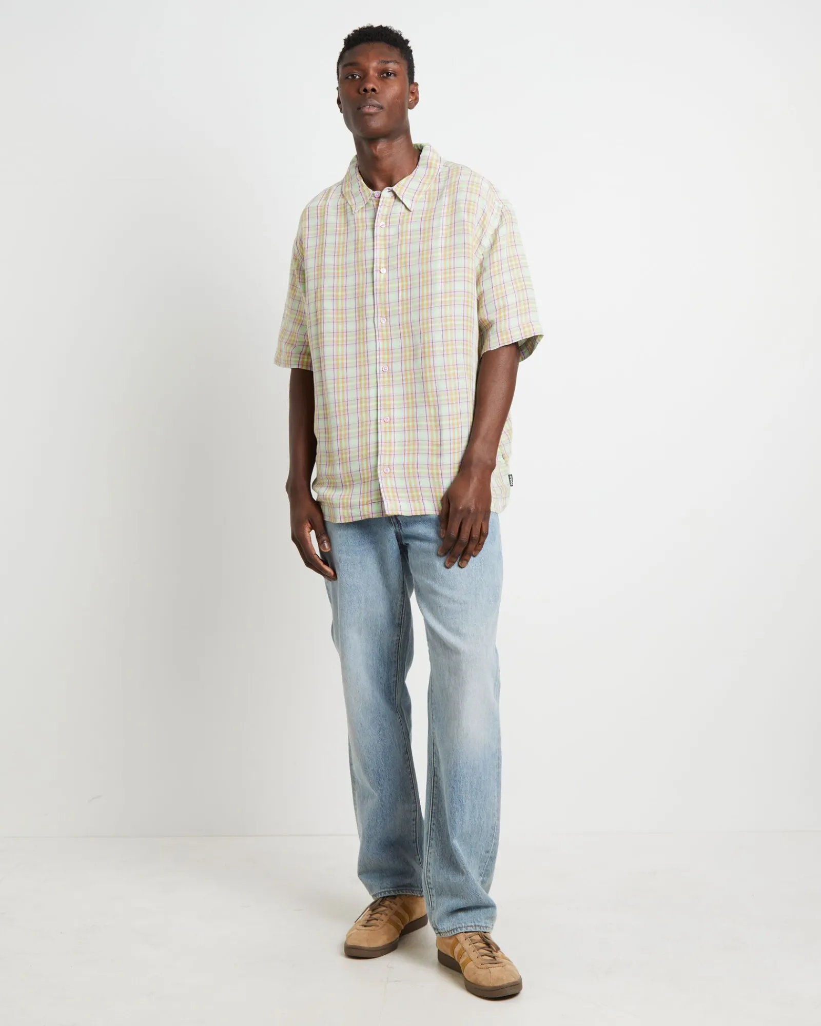 kali_hemp_check_short_sle_2.webp Flash Sale AFENDS Kali Hemp Check Short Sleeve Shirt In Multi