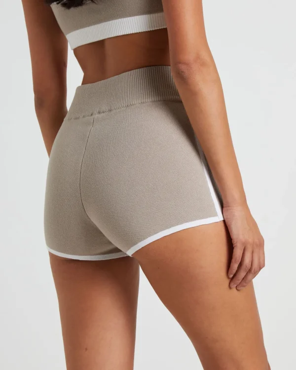 Best Sale SUBTITLED SPORTS CLUB Kay Knit Contrast Hot Shorts In Biscuit Beige