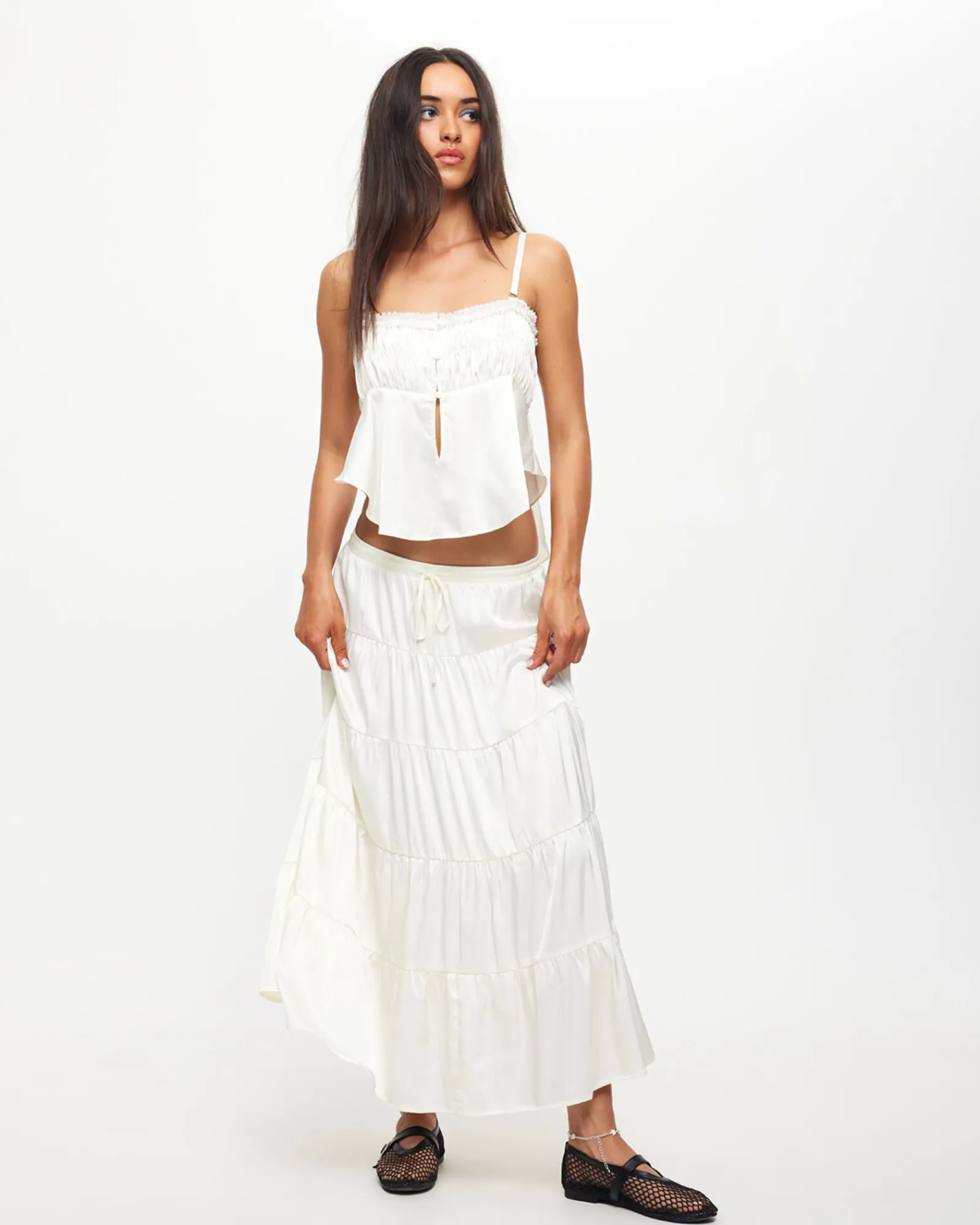 keira_tiered_midi_skirt_i_2.webp Hot LIONESS Keira Tiered Midi Skirt In Porcelain