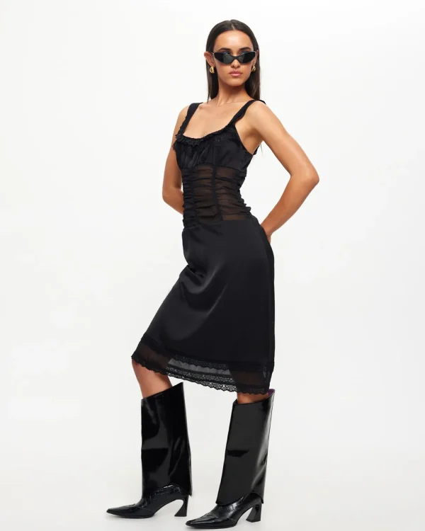 Sale LIONESS Kendall Midi Dress In Onyx Black