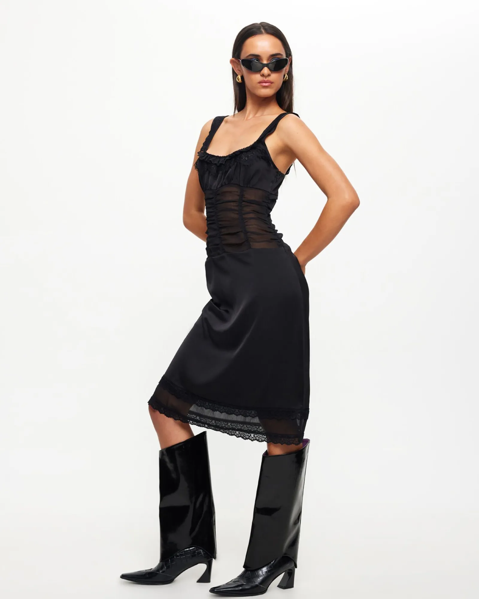 kendall_midi_dress_in_ony_4.webp Sale LIONESS Kendall Midi Dress In Onyx Black