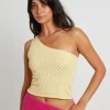 Cheap SUBTITLED Kerby Crochet One Shoulder Top In Lemon