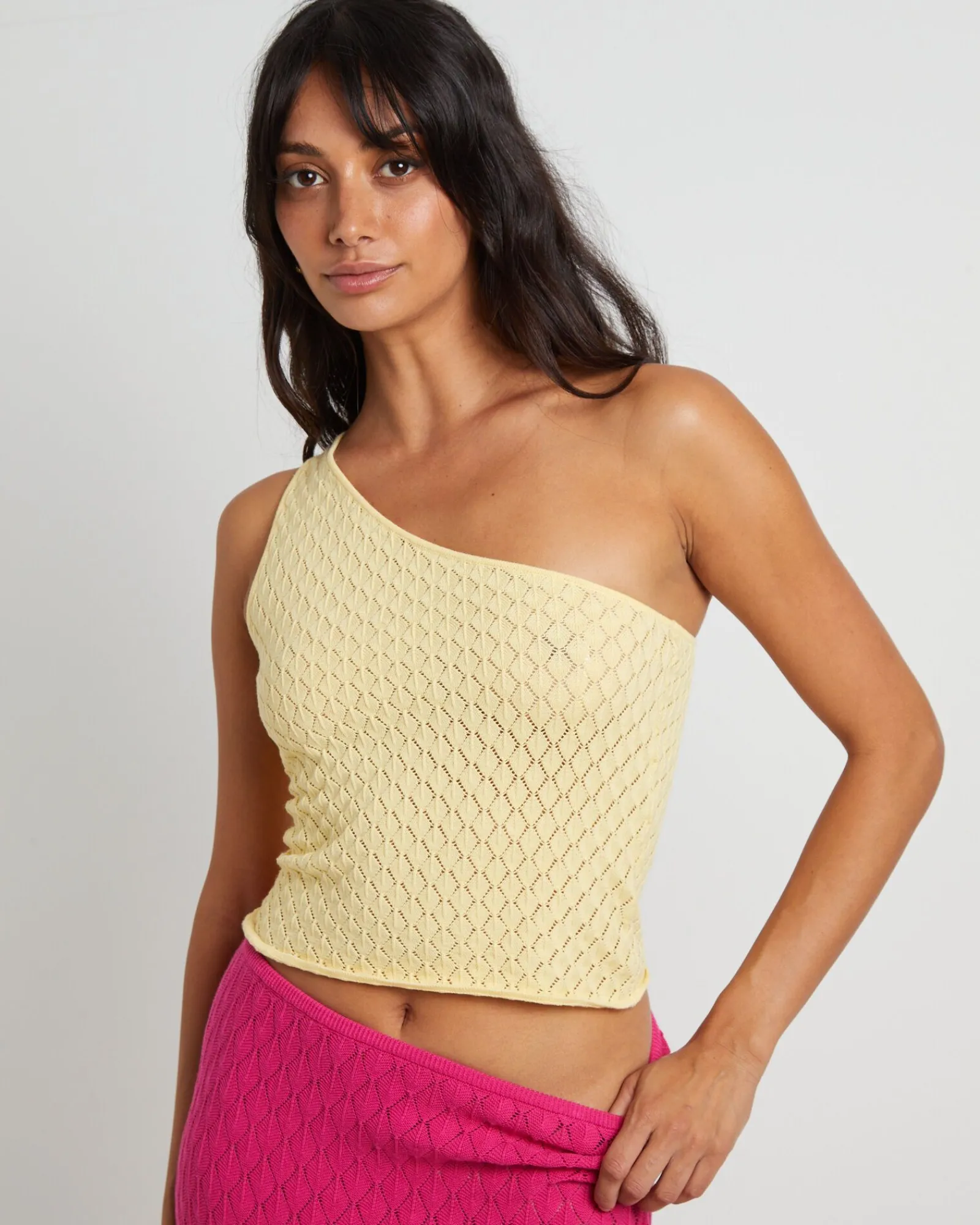 kerby_crochet_one_shoulde_0.webp Cheap SUBTITLED Kerby Crochet One Shoulder Top In Lemon
