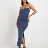 Outlet NEON HART Kiah Acid Rib Knit Bandeau Midi Dress In Blue