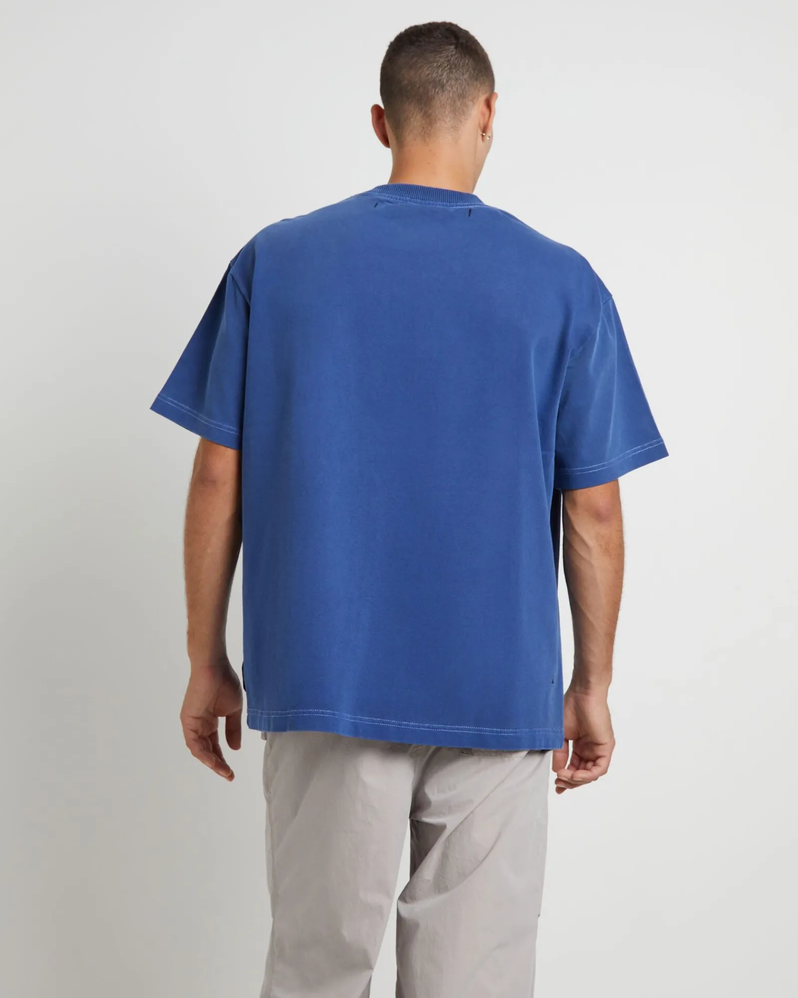 killie_contrast_short_sle_1.webp Shop BLACK NOISE WHITE RAIN Killie Contrast Short Sleeve T-Shirt In Navy