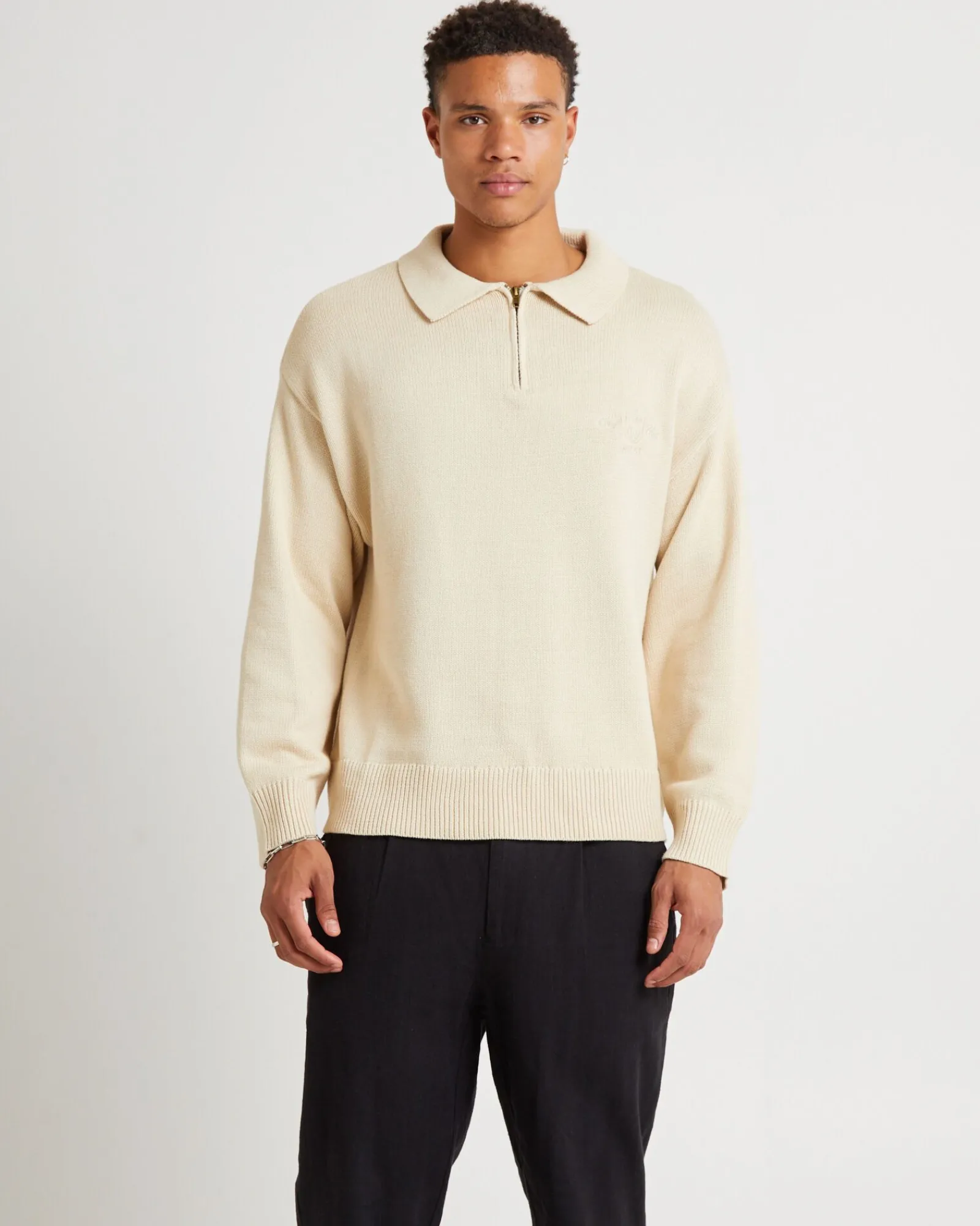 knit__zip_jumper_natural_0.webp Online ARVUST Knit 1/4 Zip Jumper Natural
