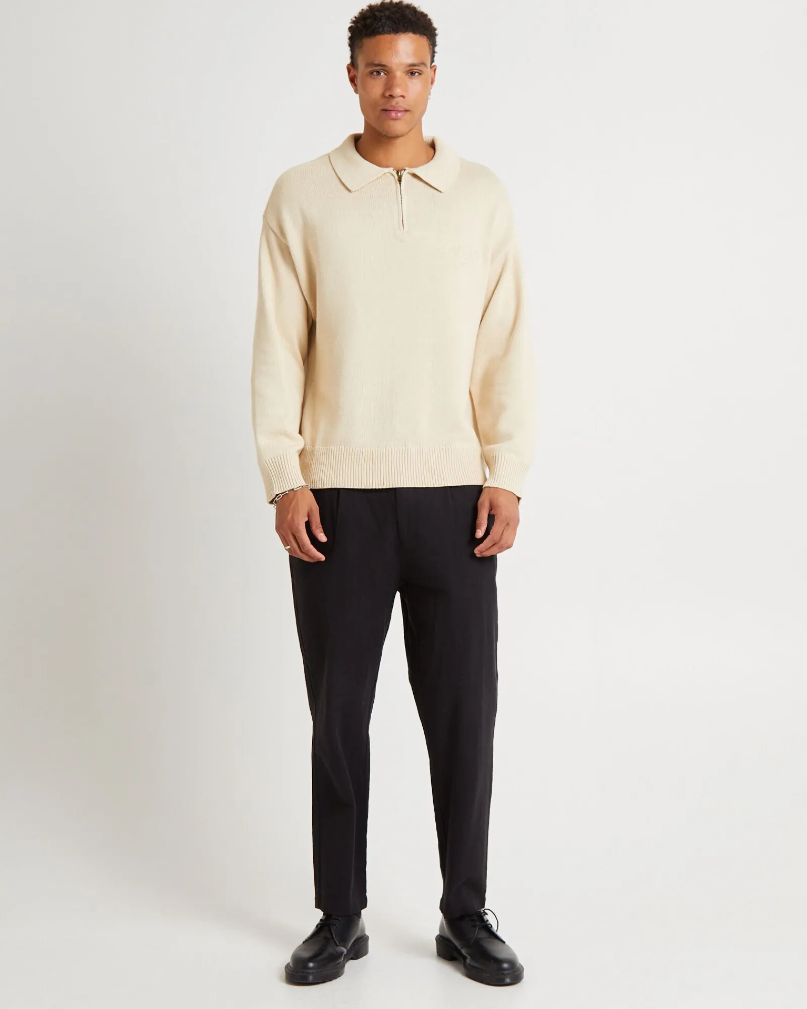 knit__zip_jumper_natural_2.webp Online ARVUST Knit 1/4 Zip Jumper Natural