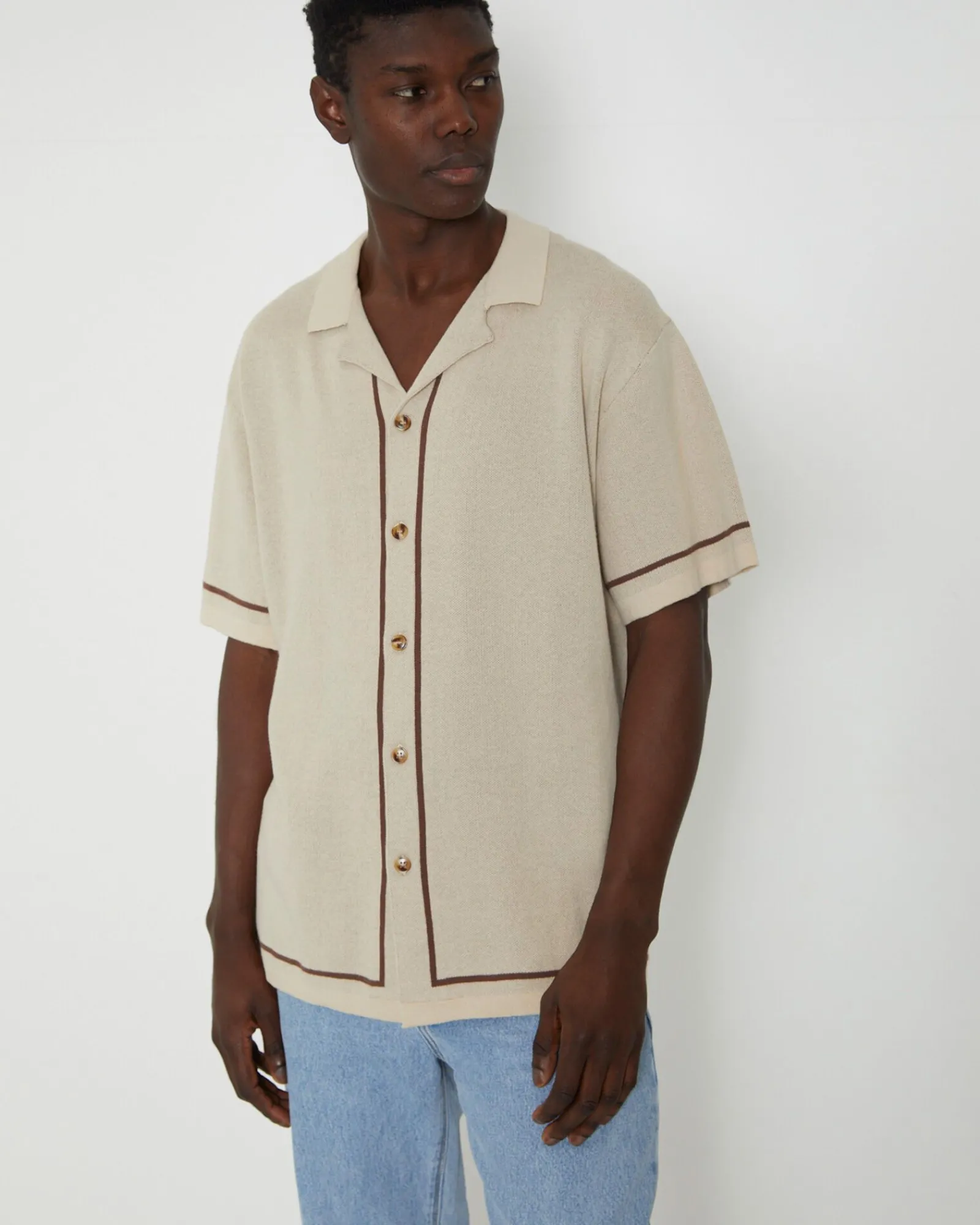 knit_bowling_short_sleeve_5.webp Clearance ARVUST Knit Bowling Short Sleeve Shirt In Natural