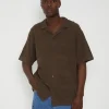 Store ARVUST Knitted Resort Short Sleeve Shirt In Brown