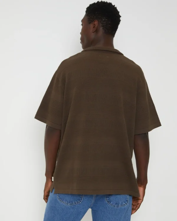 Store ARVUST Knitted Resort Short Sleeve Shirt In Brown