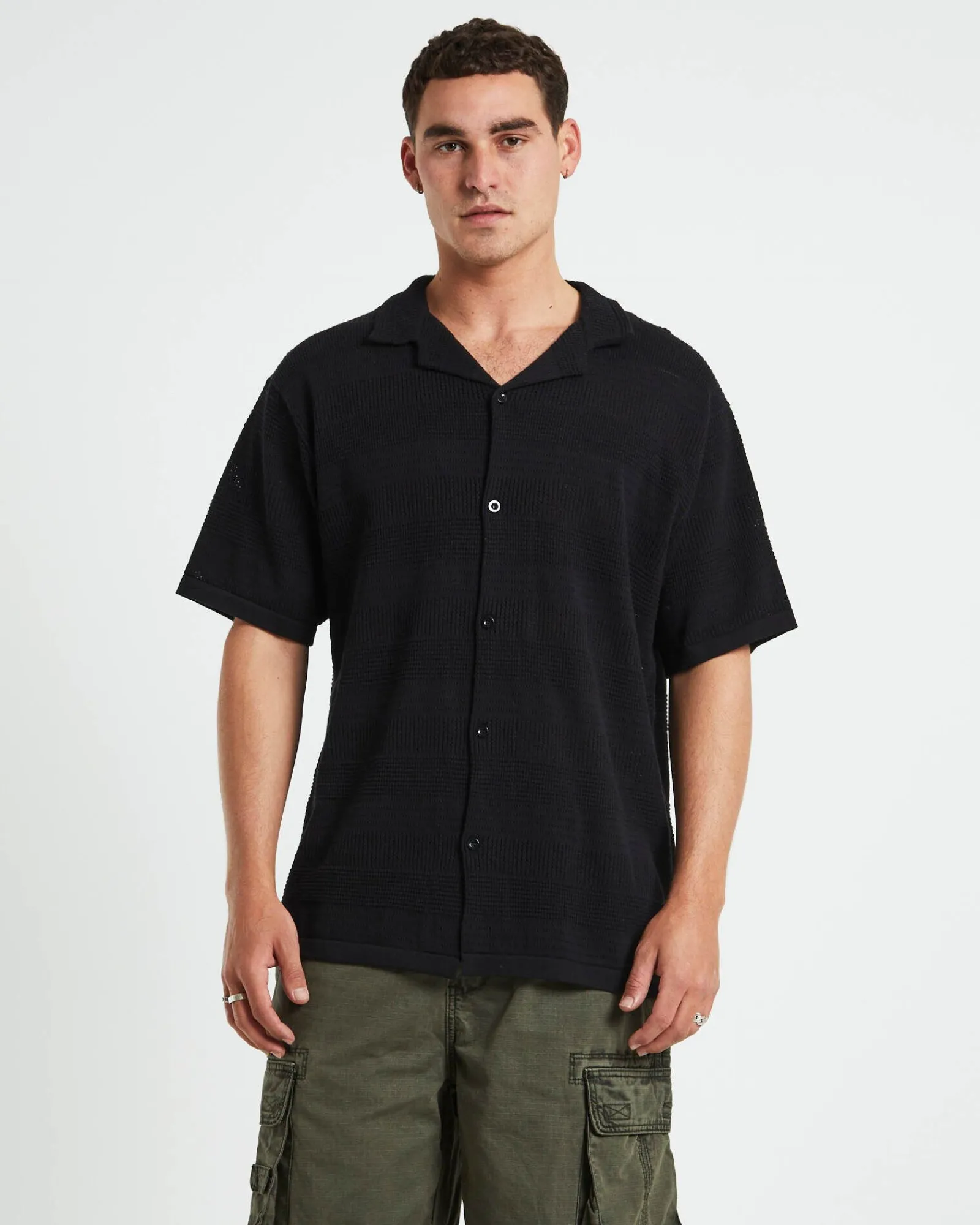 knitted_short_sleeve_reso_0.webp Clearance ARVUST Knitted Short Sleeve Resort Shirt In Black