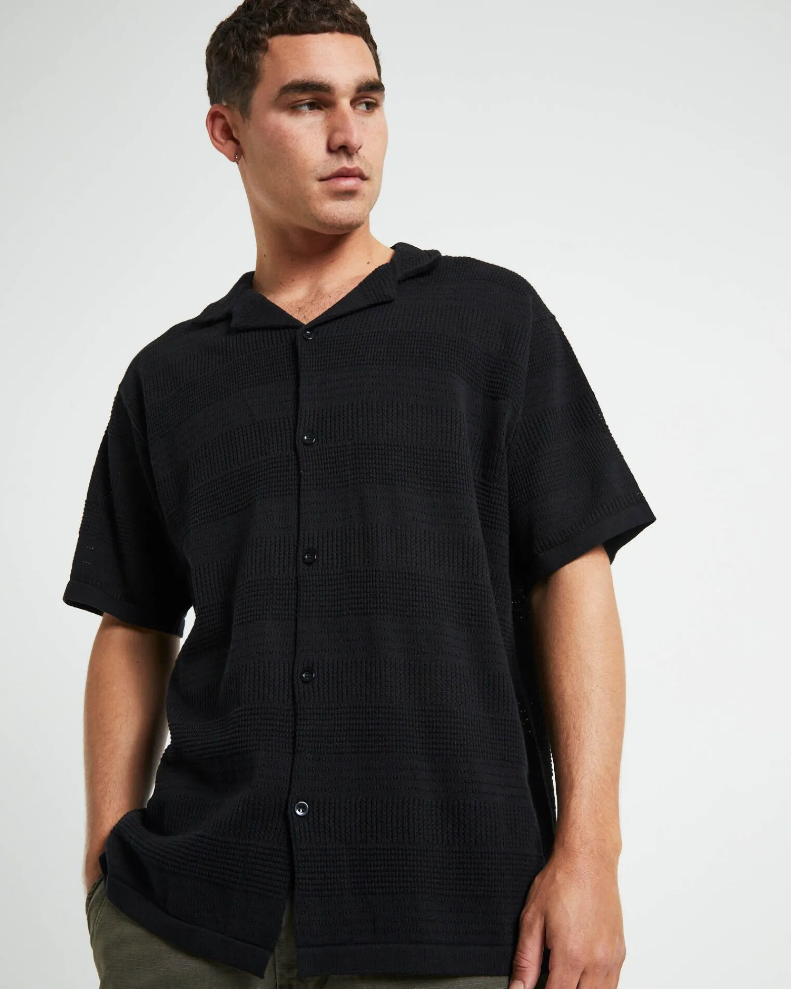 knitted_short_sleeve_reso_4.webp Clearance ARVUST Knitted Short Sleeve Resort Shirt In Black