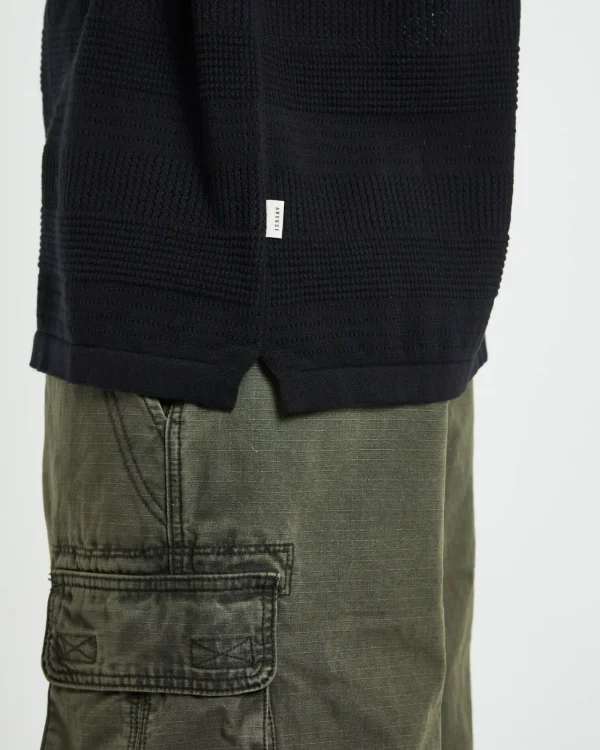 Clearance ARVUST Knitted Short Sleeve Resort Shirt In Black