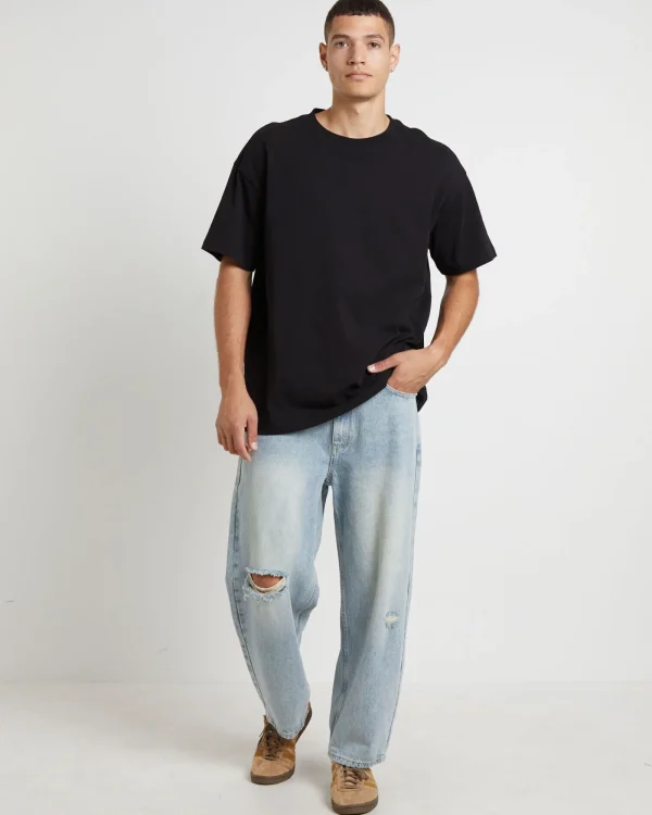 Online INSIGHT Knocker Wide Leg Jeans In Tinted Blue Trashed