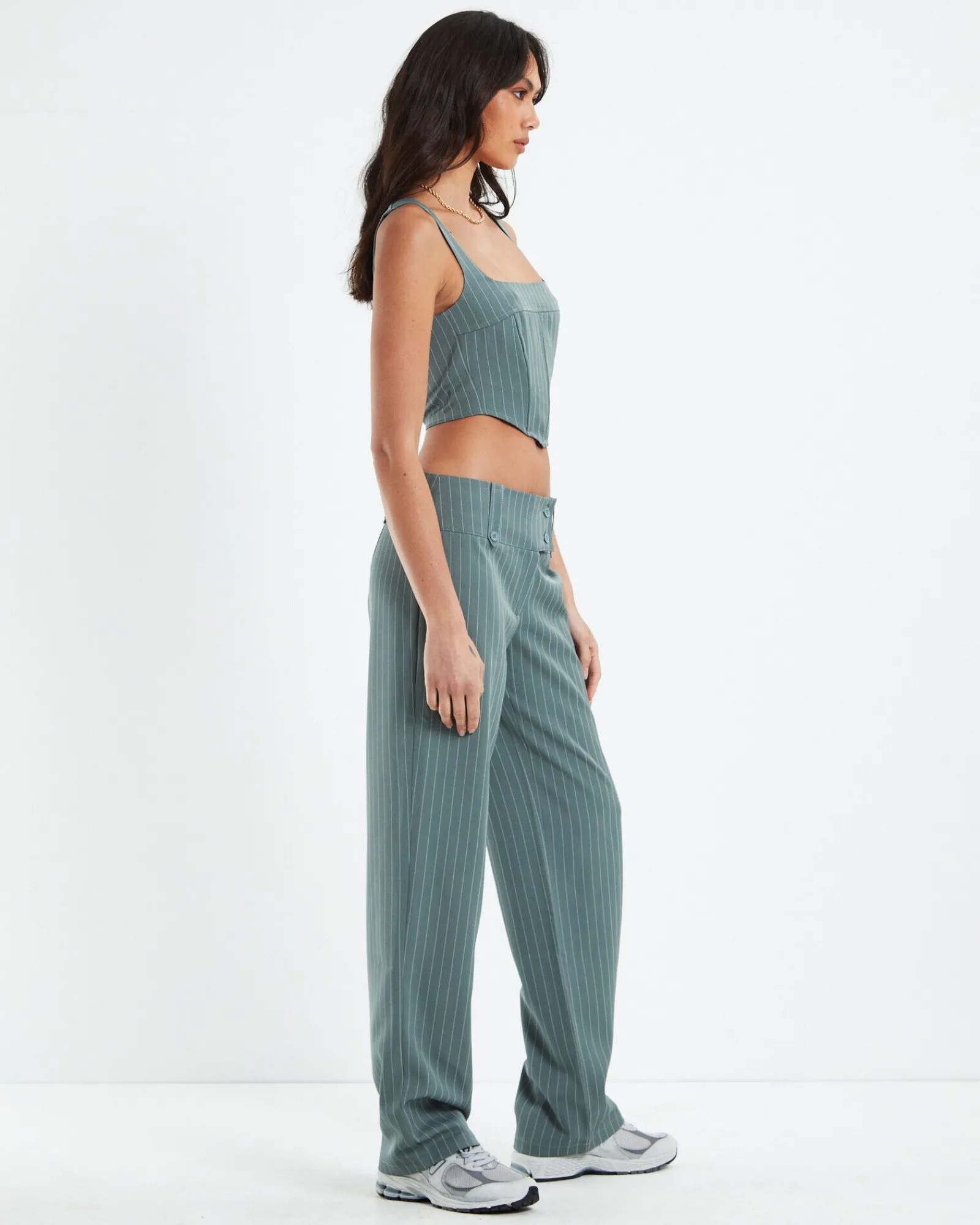 kristen_dipped_hem_square_3.webp Online NEON HART Kristen Dipped Hem Square Neck Corset Top Green