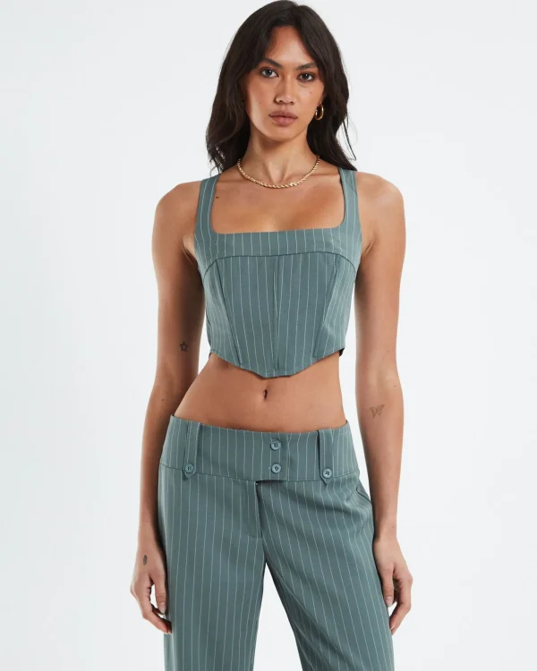 Online NEON HART Kristen Dipped Hem Square Neck Corset Top Green