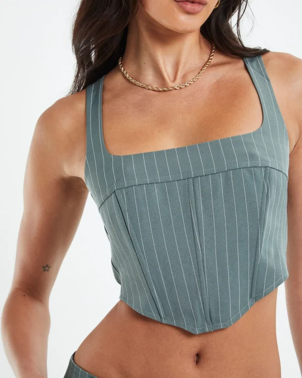 Online NEON HART Kristen Dipped Hem Square Neck Corset Top Green
