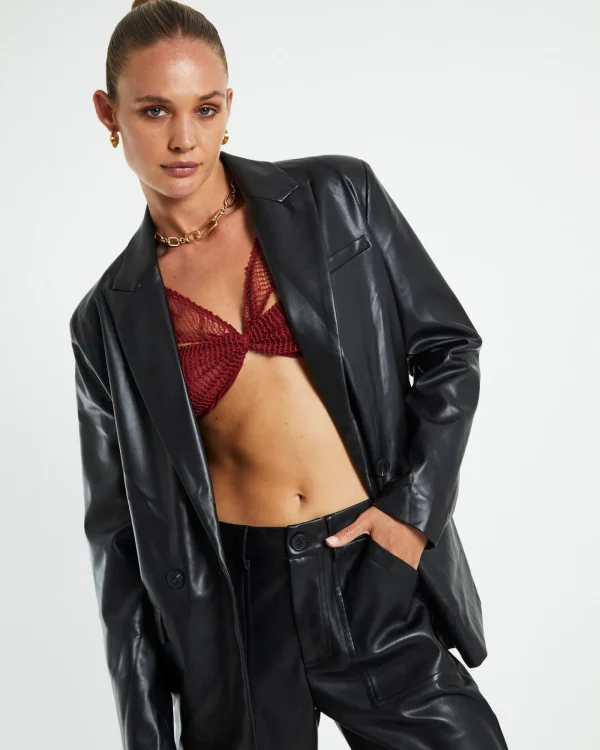 Sale ALICE IN THE EVE Kylie Boxy Pu Blazer Black