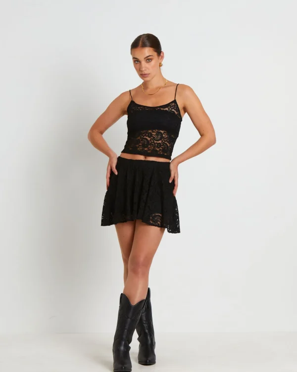 Hot ALICE IN THE EVE Lace Tank Top In Black