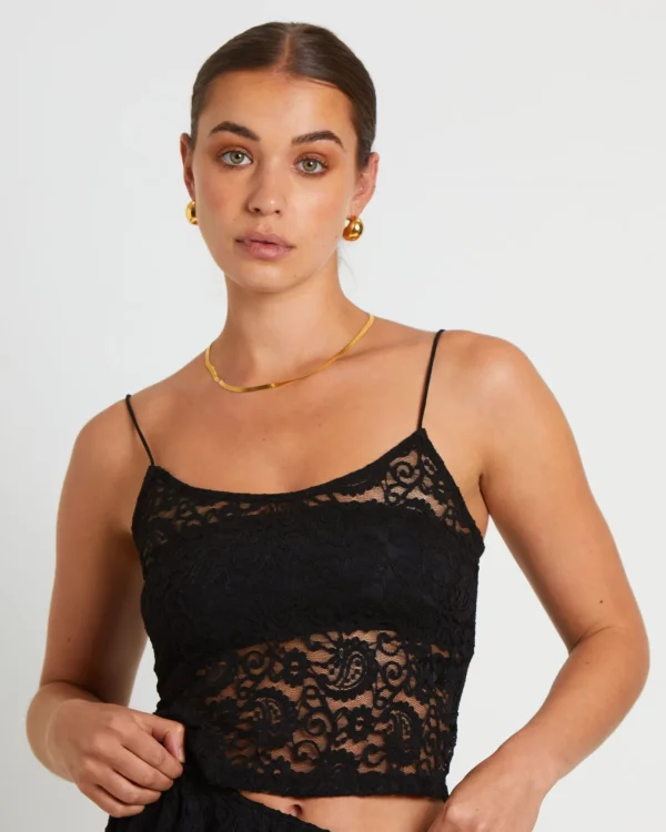 Hot ALICE IN THE EVE Lace Tank Top In Black
