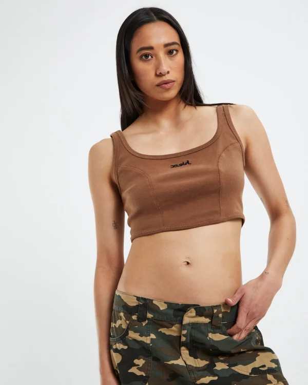 Flash Sale X GIRL Lady Tank Top Brown
