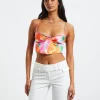 Online LOVE NOTES Larissa Strappy Cross Front Sateen Corset Multi Print