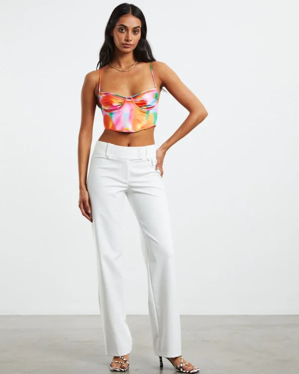 Online LOVE NOTES Larissa Strappy Cross Front Sateen Corset Multi Print