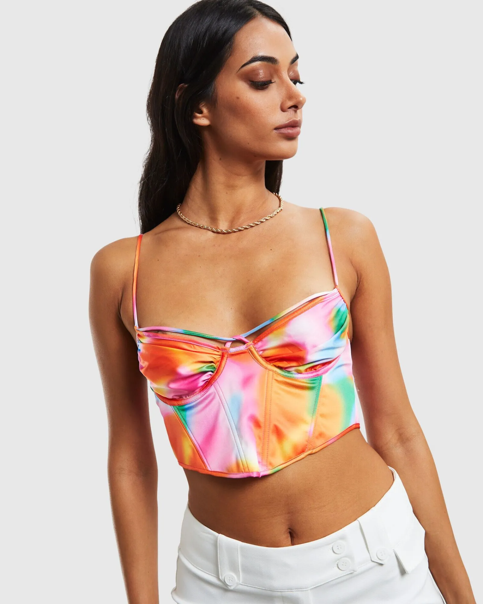larissa_strappy_cross_fro_4.webp Online LOVE NOTES Larissa Strappy Cross Front Sateen Corset Multi Print