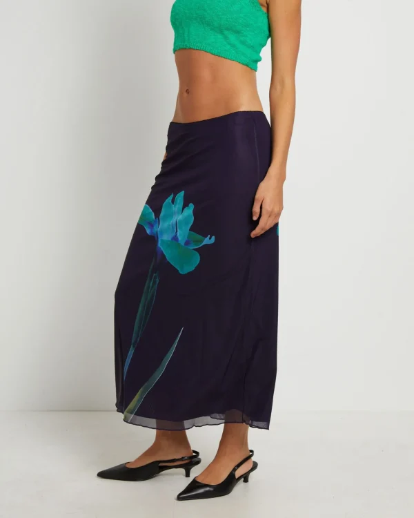 New MOTEL ROCKS Lassie Maxi Skirt In Navy