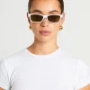 Fashion LE SPECS Le Sustain Plateaux Sunglasses In White/Moss Mono