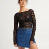 Flash Sale ALICE IN THE EVE Leah Sheer Long Sleeve Lace Top