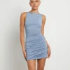 Shop ALICE IN THE EVE Lena Ruched Slinky Mini Dress In Powder Blue