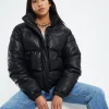 Online NEON HART Lennon Leather Look Puffa Jacket Black