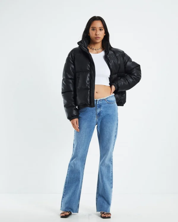 Online NEON HART Lennon Leather Look Puffa Jacket Black