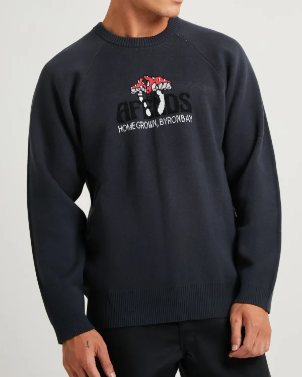 Cheap AFENDS Let It Grow Recycled Reglan Knit Charcoal